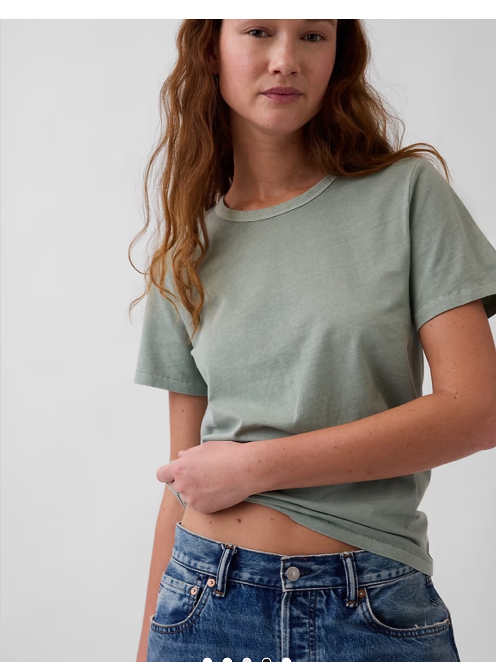 GAP Organic Cotton VintageSoft T-Shirt in Sage Green - Picture 4 of 11